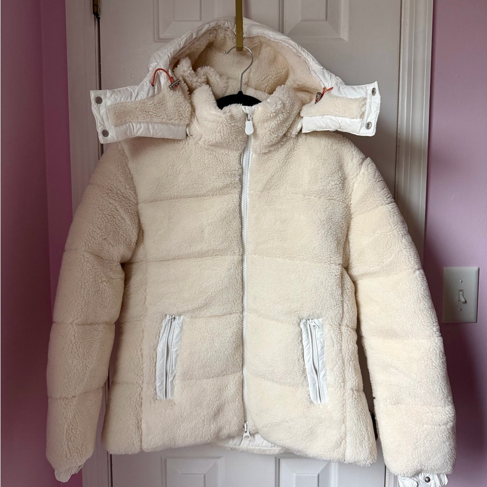 Save the Duck Bertha Fleece Puffer Coat Off White NWT